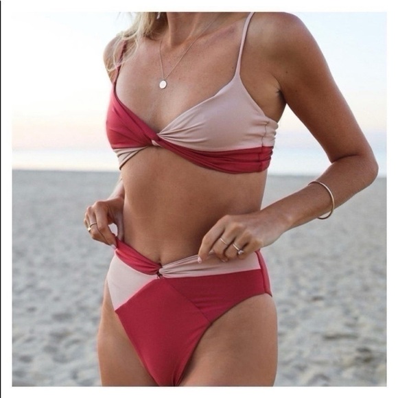 L*Space Women’s Color Block Nancy Lee Bitsy Bikini Bottom Brick Champagne - Picture 4 of 11